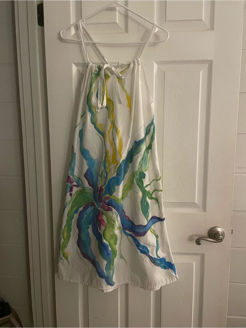 Women’s Summer Dress with Blue & Green Watercolor Print